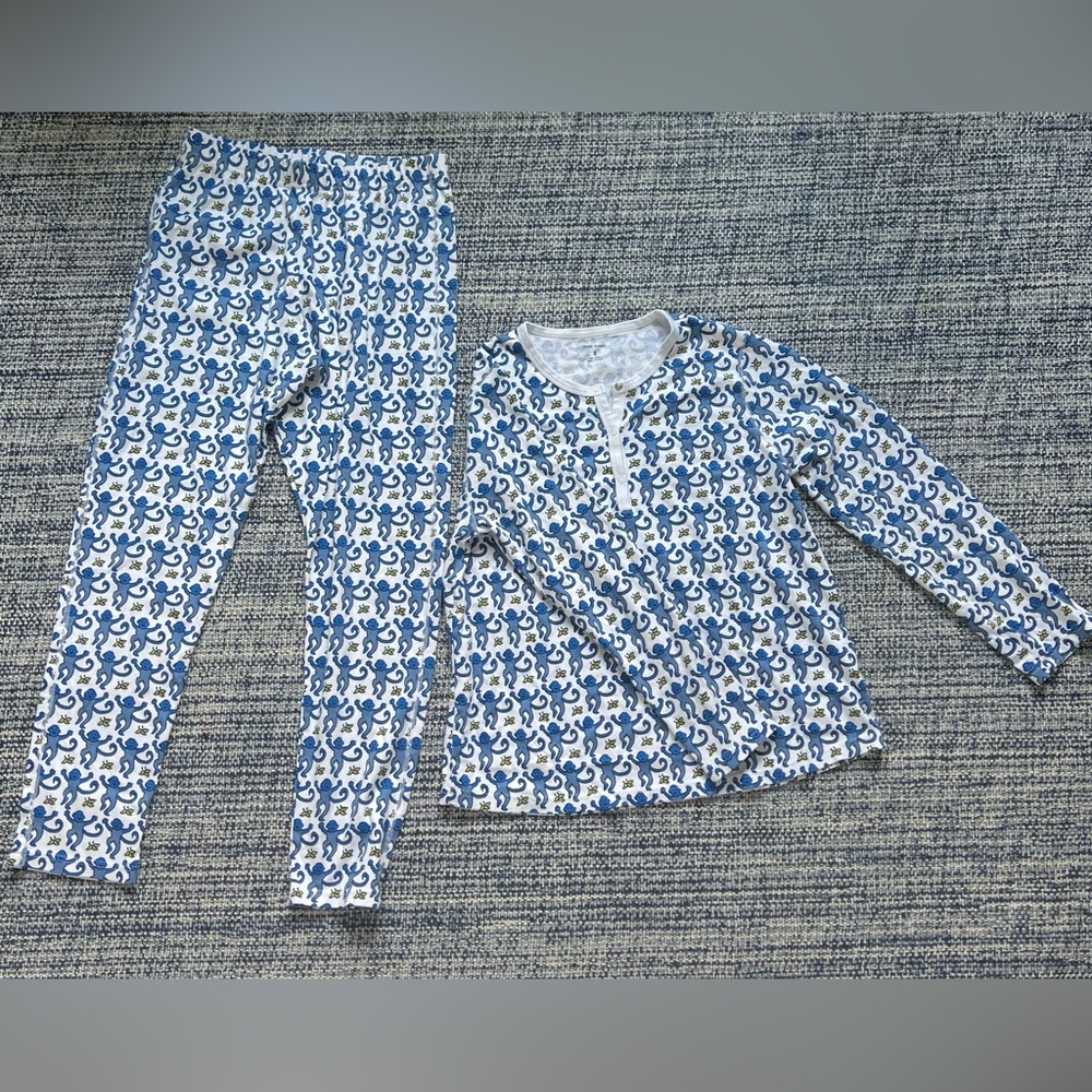 Roller Rabbit Women's Monkey PJ Set, Blue,S